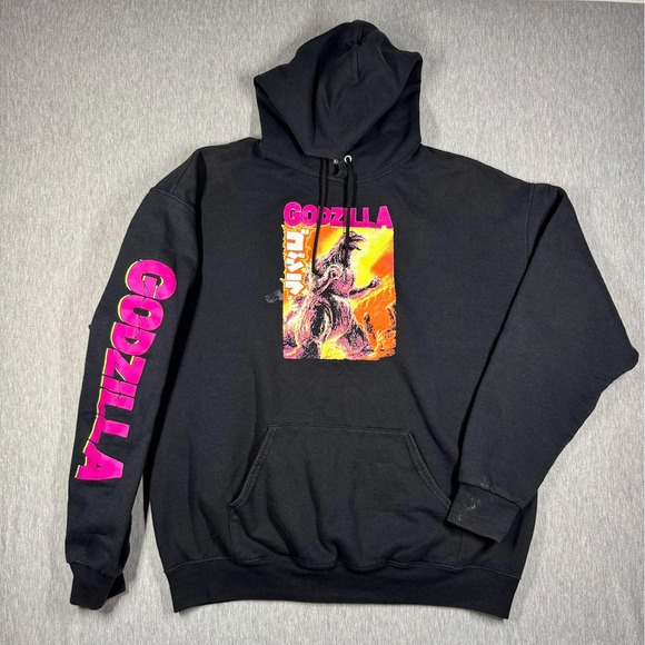Godzilla Other - Godzilla Hoodie XL Black Neon Graphic Sleeve Print Official Toho Licensed